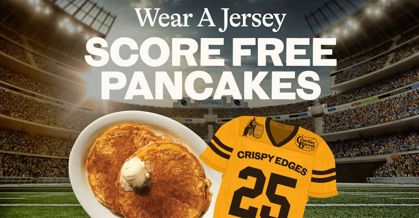 Jersey On = Free Pancakes at Cracker Barrel!