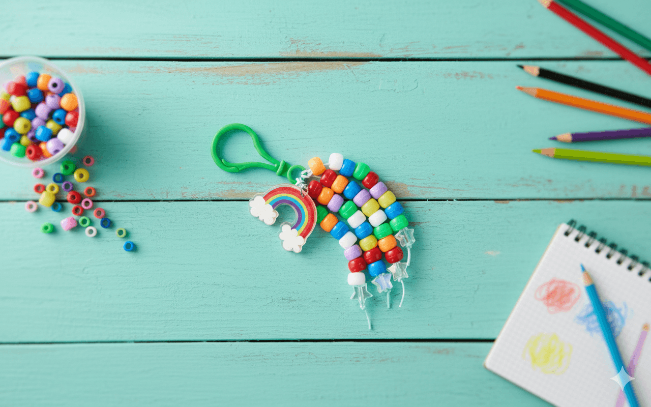 Michaels Beaded Rainbow Keychain
